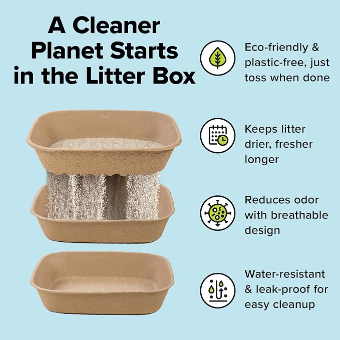Kitty Sift (Set of 1 Litter Box & 5 Sifting Liners) Disposable Sifting Cat Litter Box Jumbo, 6 Count, Durable and Portable for Travel with Odor Control