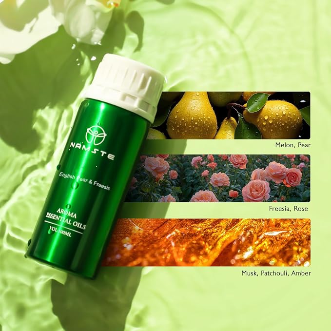 Diffuser for Essential Oil Blend - English Pear & Freesia 3.38 Fl Oz | Premium Essential Oils for Diffusers & Humidifiers for Home (Pear, Freesia, Rose, Musk)