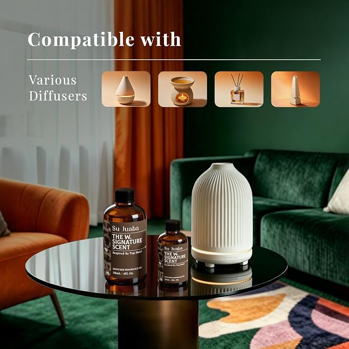 SU JUABA Hotel Diffuser Oil - Inspired by W Hotels - Neroli Guaiac Wood Leather Fragrance Oil for Aromatherapy Diffuser & DIY, Luxury Lifestyle for Home & Car, 1Fl Oz