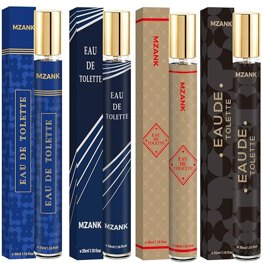 4 Pack Cologne for Men,Perfume for Him,Fathers Day Gift for Husband,Valentines Day Gifts,Gifts for Him,Eau de Toilette,Stocking Stuffers for Men,Travel Size Perfume,Natural Spray Long Lasting Gift