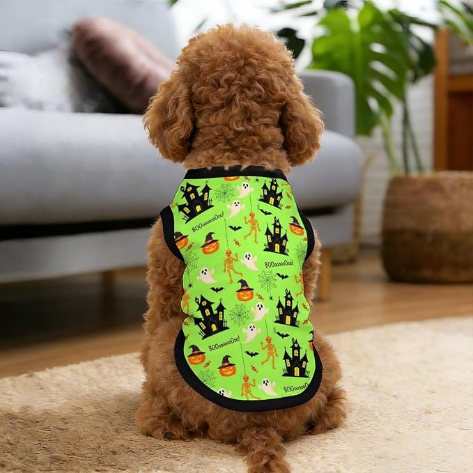 Halloween Pet Vest Horror Castle Pet Shirts X-Small | skeleton boo Dog Shirt Vest cute pet Sleeveless Vests Ice Silk Dog T-Shirts holiday Dog Clothes Halloween Canine Wear