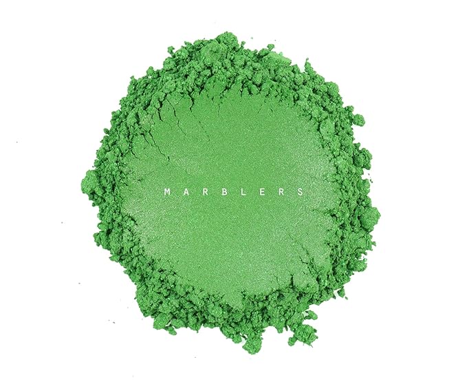 MARBLERS Fine Natural Mica Powder [Grass Green] 0.11oz (3g) | Highly Pigmented | Non-Toxic, Vegan, Cruelty-Free | Eyeshadow, Body Butter, Nail Polish, Nail Art | Party, Body, Face Makeup