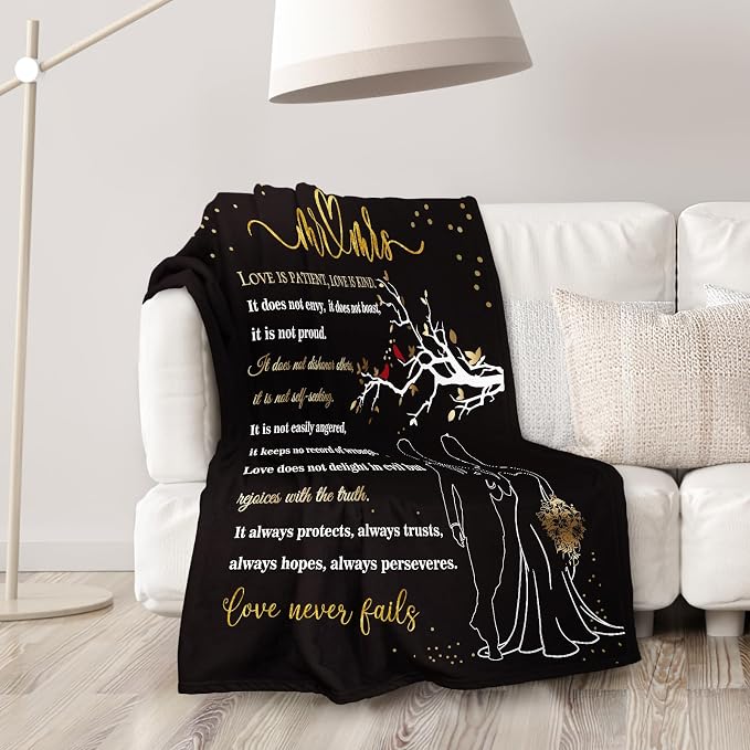 Wedding Gifts for Couples, Bridal Shower Gifts for Bride to Be Soft Blanket | Anniversary Mr and Mrs Gifts, Wedding Gifts for Newlyweds Wedding Throw Blanket 60*50 Inch (Black)