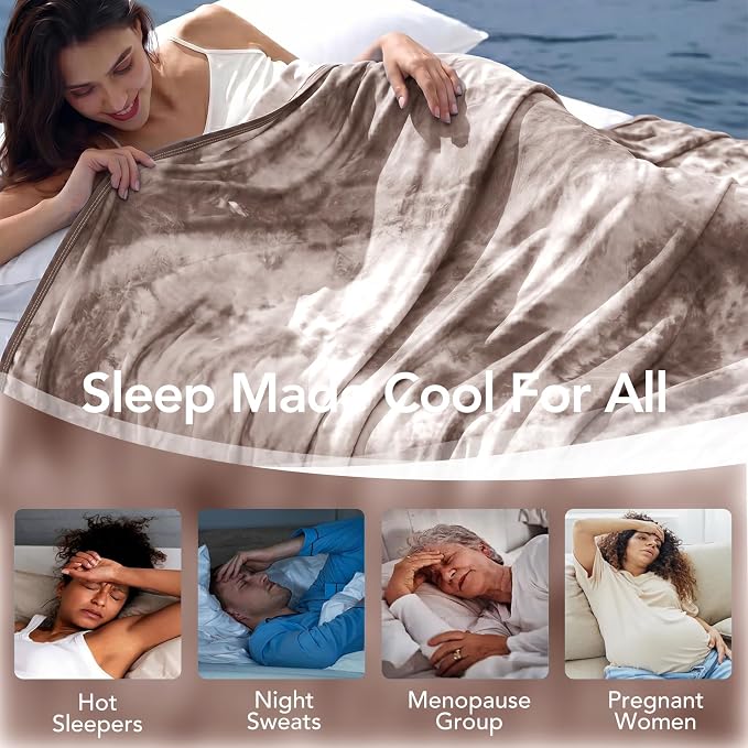 Cooling Blanket Twin 60"x80" for Hot Sleepers | Cold Summer Soft Blanket for Bed Couch and Travel Absorbs Heat Q-Max>0.35 Cool Lightweight Throw for Night Sweats Menopause