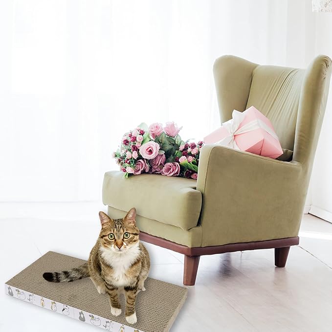 PatiencET Cat Scratcher Cardboard 3 PCS with Catnips | Flat Double-Sided, Scratch Pad, For Indoor Small Medium Cats Kittens