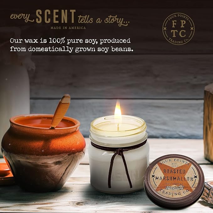 Roasted Marshmallow Scented Soy Aromatherapy Candle, Candles for Home Scented Variety, Use in Bath for Stress Relief and Relaxation, Ideal Gifts for Women 8 Oz w/Candle Jar