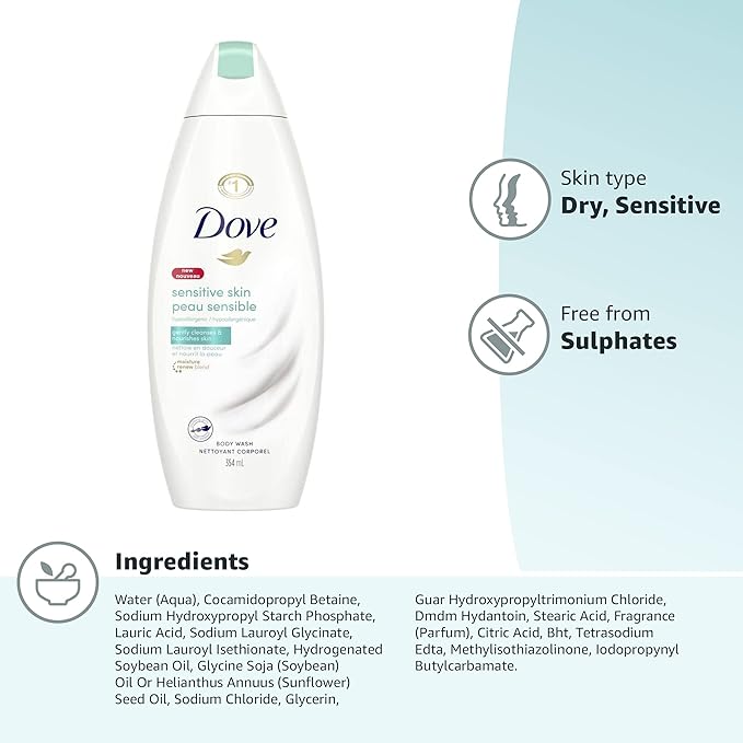 Dove Body Wash, Sensitive Skin, 12 oz