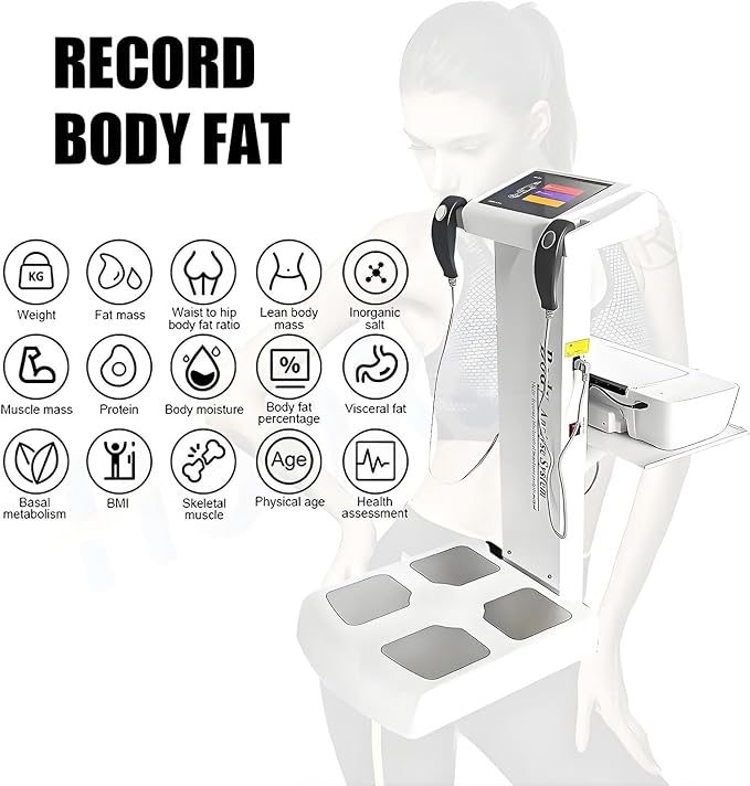Professional 3D Scanner Analyzer Body Composition Analysis Height Weight Body Fat Percentage Visceral Fat Test, Body BMI Measuring Body Element Detection Composition Analyzer with Printer White