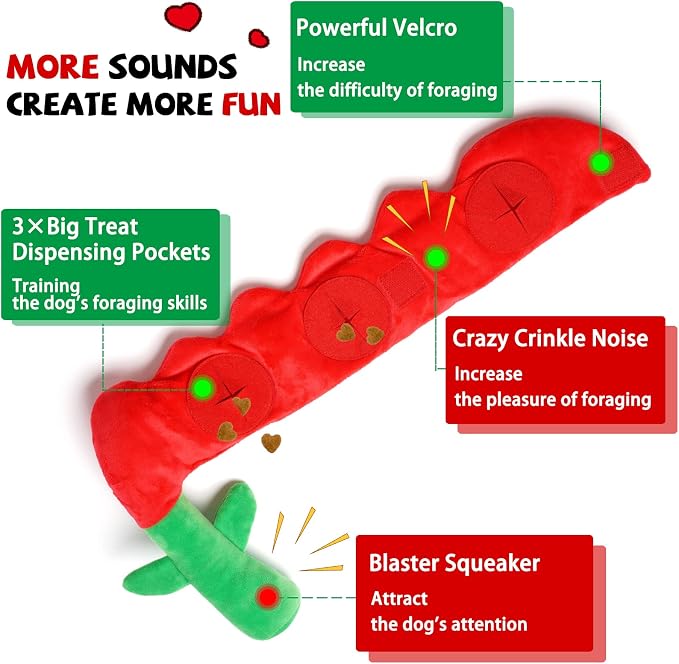 lilfrd Rose Valentines Day Dog Toy, Squeaky Crinkle Puzzle Gift for Dogs