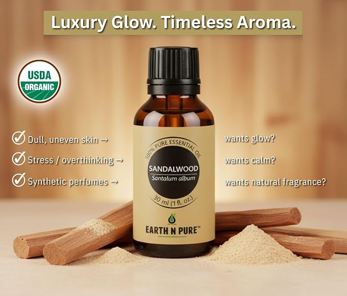 Earth N Pure Sandalwood (Chandan Oil) Essential Oil for Skin- Natural and Therapeutic Grade - 100 ml