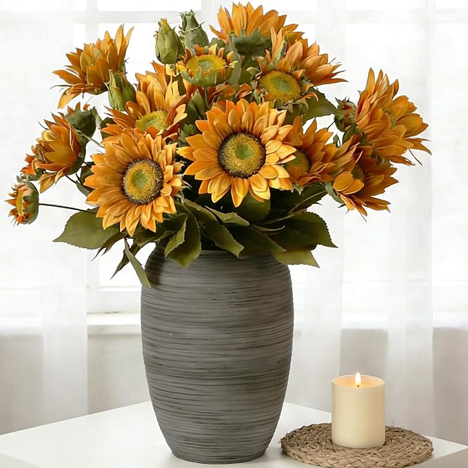 ALMA 12'' Modern Flower Vase, Large Ceramic Vase for Tabletop Decor | Boho Style with a Black and Grey Finish, Perfect for Living Rooms, Entryways, Mantels, Bookshelves, Home decor, Giftable Vase