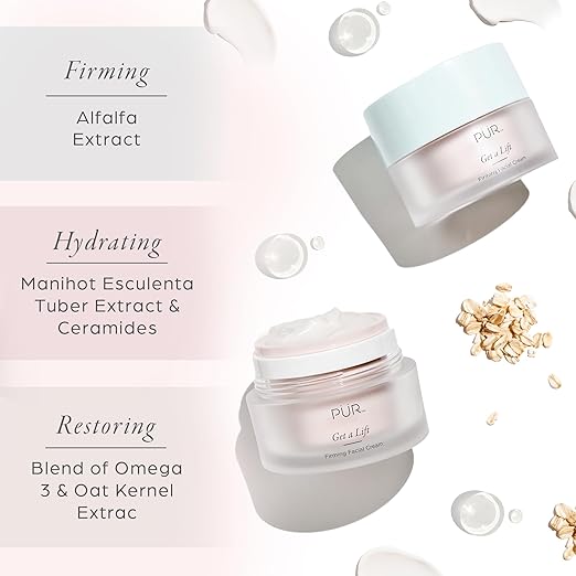 Firming Facial Cream, Get a Lift by PUR Beauty - Triple-Action Lightweight Moisturizer for Face & Neck Tightens Sagging Skin & Restores Firmness for Fine Lines & Wrinkles - Non-Greasy & Gluten Free.
