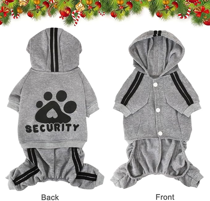 Dog Hoodie Security Clothes 4 Legs Jumpsuit Sweatshirt Hoodies Soft & Warm Dog Outfit Pullover Dog Winter Clothes Sweater for Small Medium Large Dogs Cats (Gray, X-Large)