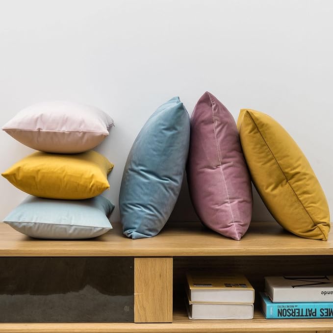 16x24 Velvet Throw Pillow Covers Set of 2 for Couch Bed Sofa,Light Blue | Decorative Soft Pillow Covers with Invisible Zipper for Couch Sofa Bed Living Room Bedroom Home Decor