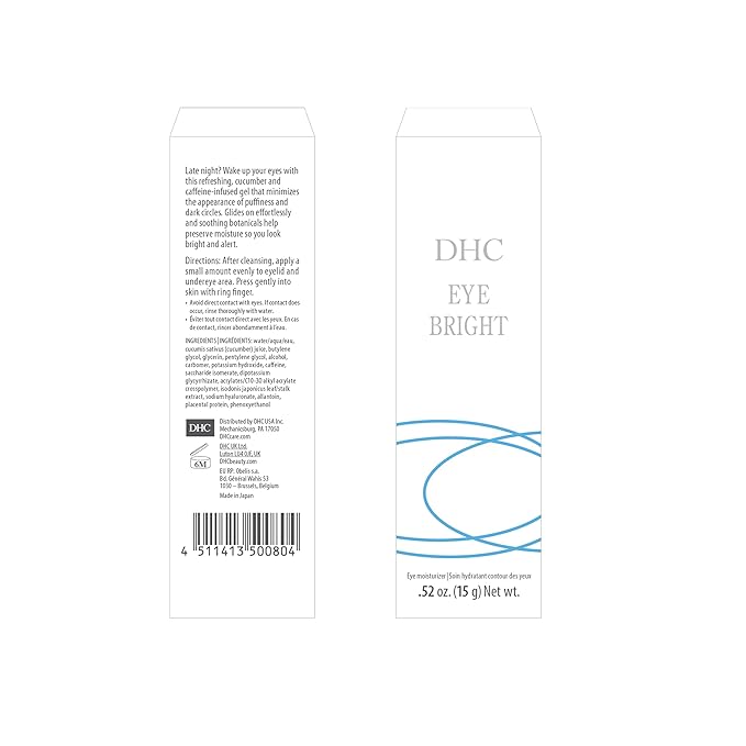 DHC Eye Bright, Lightweight Eye Gel, Minimizes Dark Circles and Puffy Eyes, Absorbs quickly, Daytime and Nighttime Use, Ideal for All Skin Types, 0.52 oz. Net wt.