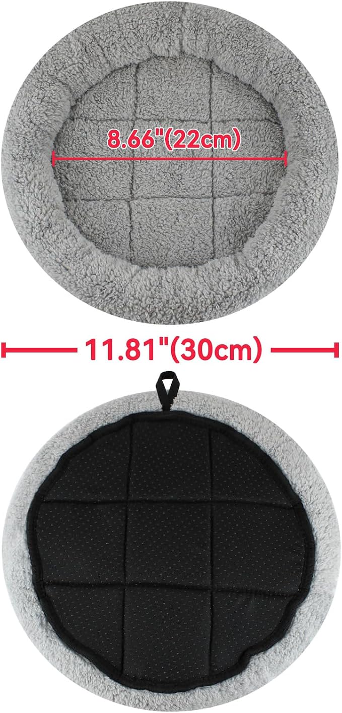 Enjoying Small Cat Bed Mat, 11.81" Round, Self Warming Cat Mat with Pillow Around, Dog Kitty Curling Sleep Cushion, Soft Kitten Pad for Carrier/Crate, Rabbit Warm Bed, Antiskid Bottom, Small