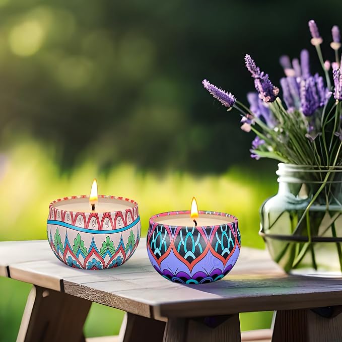 Set of 48 Small Scented Candles Soy Wax Aromatherapy Candles 2.5 OZ Portable Tin Candles with Lid, Relaxation Gifts Basket for Mother, Women, Friends and Coworkers