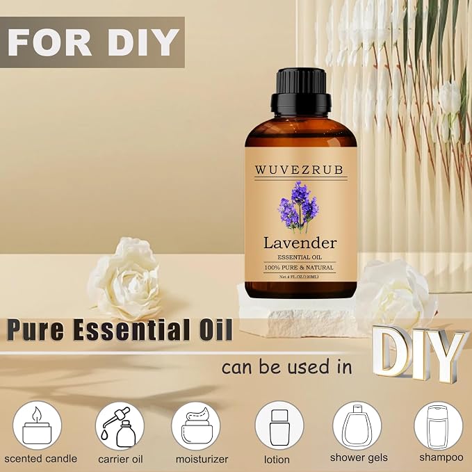 Lavender Essential Oils 120ML, 100% Pure and Natural Essential Oil for Aromatherapy Diffuser - 4 Fl Oz/Lavender