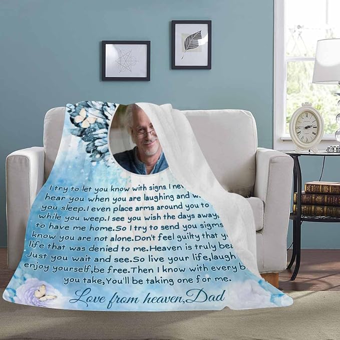 Custom Memorial Blanket with Photo - Sympathy Gift for Loss of Loved One