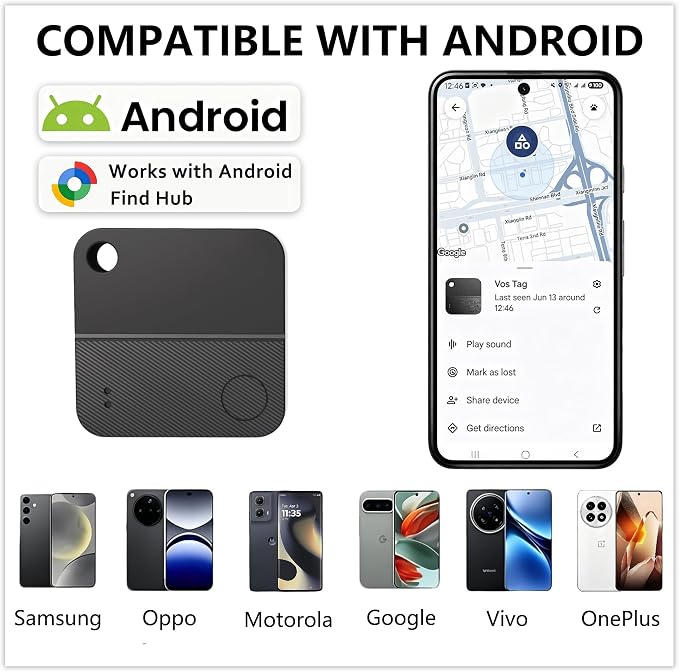 KEENSENSE Bluetooth Tracker Tag Accurate Positioning, One-Tap Item Finding | Works with Android 9+ Replaceable battery 1-year battery life IP67 dust/water resistant Tracks keys wallet luggage and pets