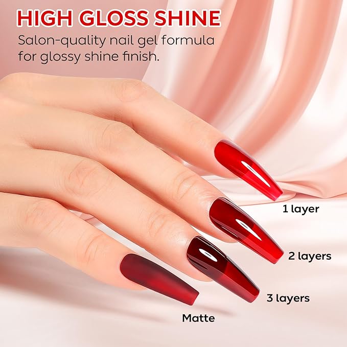 AIMEILI Christmas Gel Nail Polish Set 12pcs, Hema Free, Cruelty Free, Vegan, Soak Off U V LED Red White Glitter Polish Nail Art Manicure - Kit 43