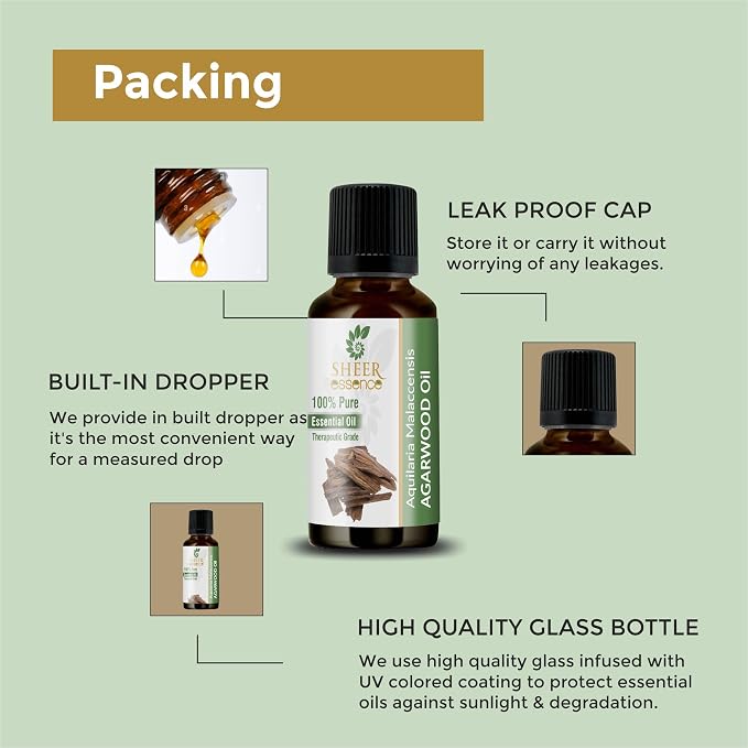 Agarwood (Oud) Oil (Aquilaria Malaccensis) 100% Natural Undiluted Frangrance Therapeutic Grade Essential Oil for Aromatherapy 3.38 fl. oz