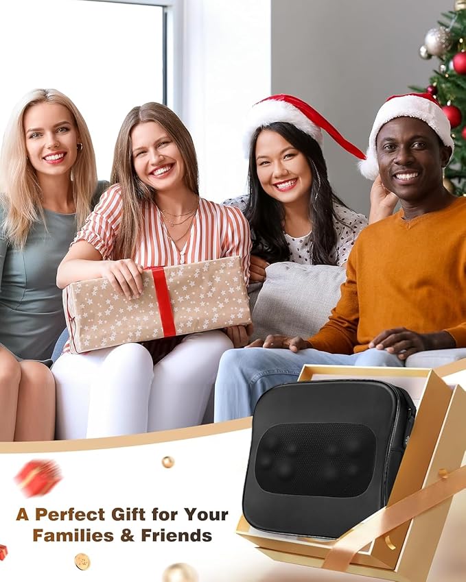 Shiatsu Back Massager with Heat - Deep Tissue 2-in-1 Kneading Chair Massage Pillow for Lower Back/Leg/Shoulder - Lumbar Support Pillow for Back Pain Relief - Christmas Gifts for Mom Dad Senior Women