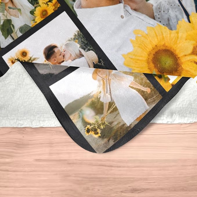 inkArts Custom Blanket with Photo, Personalized Blanket, Customized Photo Blankets, Customizable Picture Blankets, Personalized Anniversary Couple Gifts for Women Men Her Him Girlfriend Boyfriend