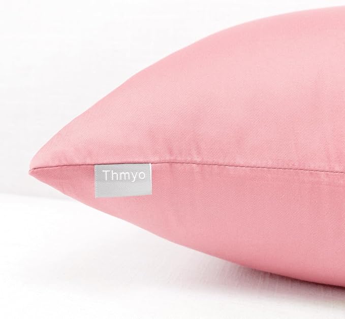 4-Pack 100% Cotton Comfortable Solid Decorative Throw Pillow Case,Thmyo Square Cushion Cover Pillowcase Sublimation Blank Pillow Covers DIY Throw Pillowcase for Sofa(20x20 inch/ 50x50cm,Pink 2)