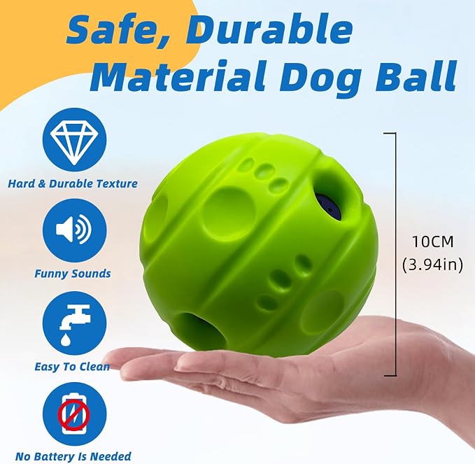 Dog Toys Ball, Interactive, L, 3.94 in (10 cm) | No Paint, Gibbering Sound, Surface Concave Lines