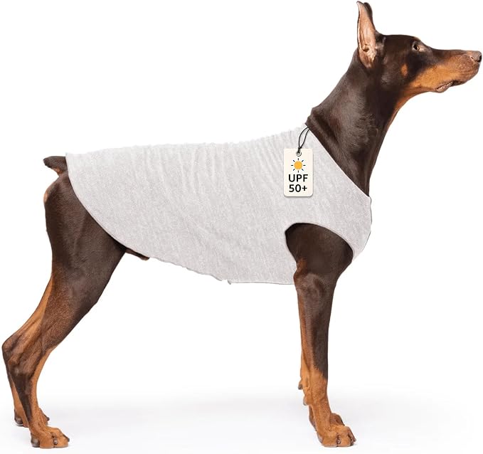 Goldpaw Dog Sun Shirt with UV Protection - Lightweight, Cooling Sun Protection Clothing for Dogs - Reduce Heat Absorption - Pet Clothes Made in the USA - Machine Washable - Size 24 - Pebble Grey