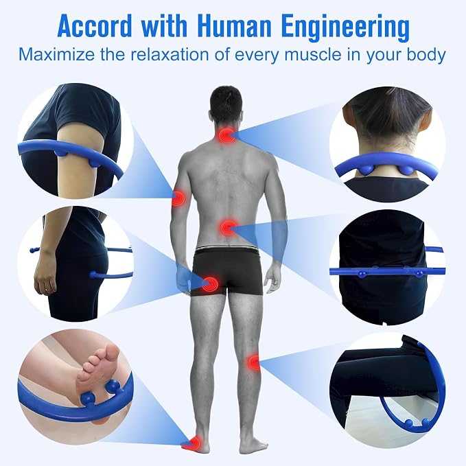Trigger Point Massage Tool,Two Shapes Handheld Back and Neck Massager for Pain Relief,Muscle Release Tool Manual Massage Hook Back Neck Shoulder Massager Blue - Gift for Women & Men