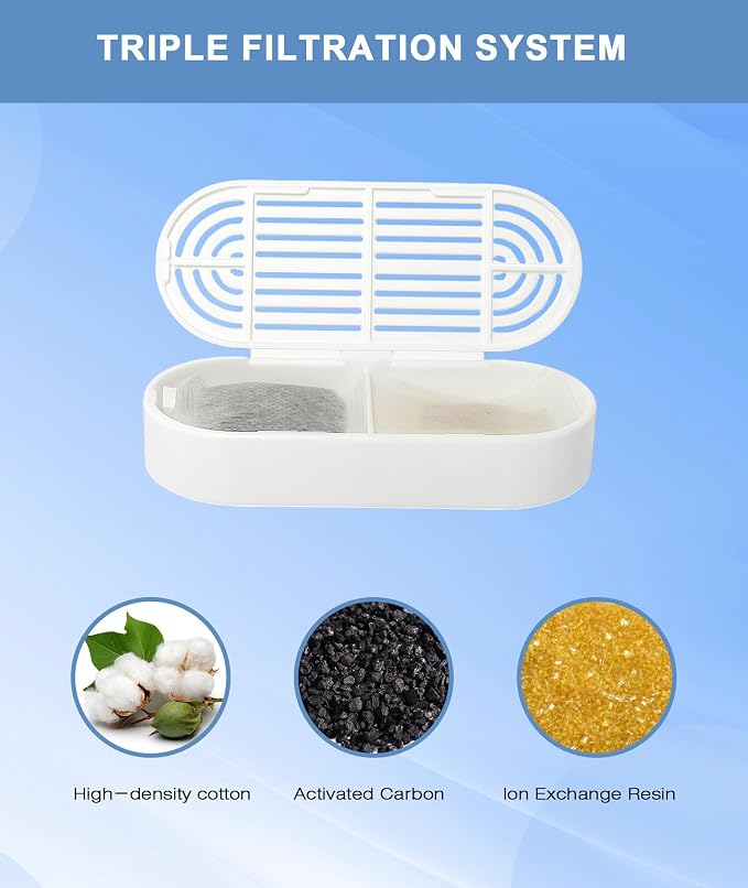 CEESC Replacement 6 Filters & Sponges for 312-B, 4L/135oz Cat Fountain | Multi-layer Filtration, Leak-proof, for CEESC 312-B Cordless stainless steel cat water fountain