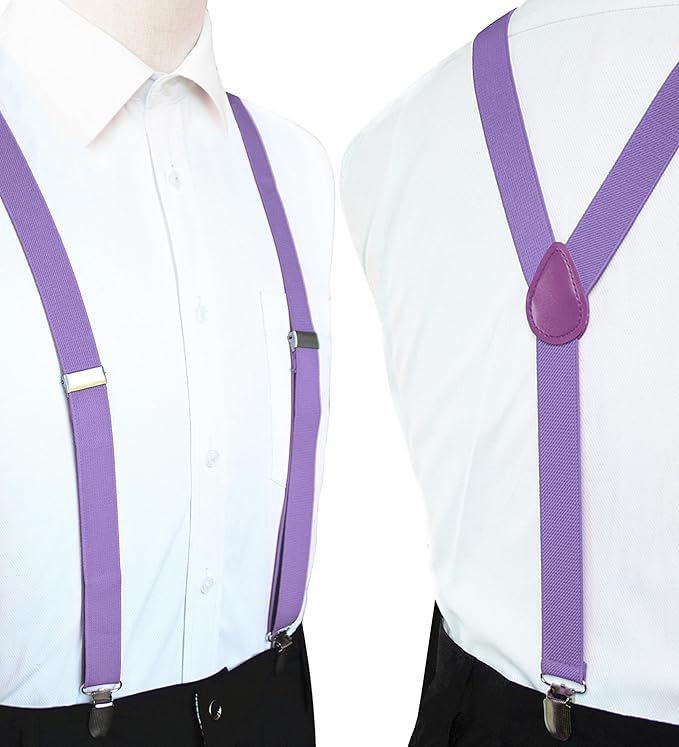 JEMYGINS Solid Color Mens Suspender with 3 Strong Clips Adjustable Braces