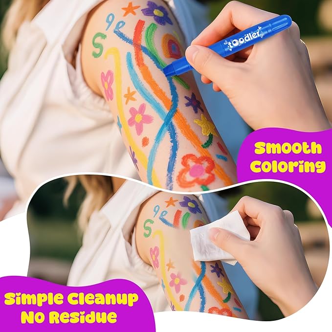 10 Glow in the Dark Face Paint Sticks under UV Light, Christmas Gifts Stocking Stuffers for Kids, Washable Neon Body Paint Crayons, Mess-Free Black Light Paint for Glow Party Supplies Makeup