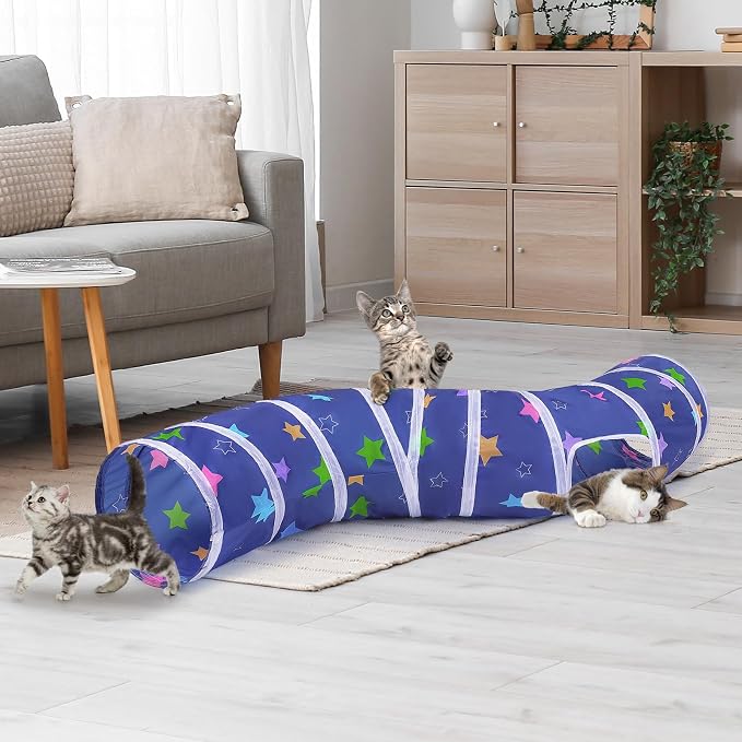 Glittme S-Shape Cat Tunnel, Foldable Cat Tunnels for Indoor Cats