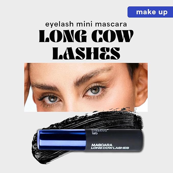 SARELLY, Long Cow Lashes Mini Mascara, Waterproof, Nourishing, Lash-Conditioning, Clean Beauty, Sarelly Creative Lab