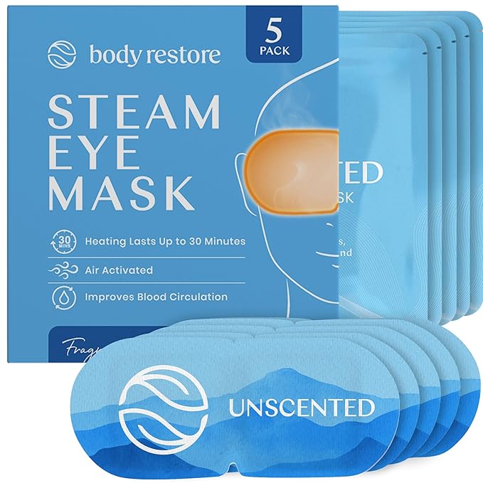 Body Restore Heated Eye Mask for Dry Eyes 5 Pack - Boo Basket Stuffers for Women, Self Heating Warm Compress, Christmas Stocking Stuffers, Birthday Gifts, White Elephant, Relaxation - Unscented