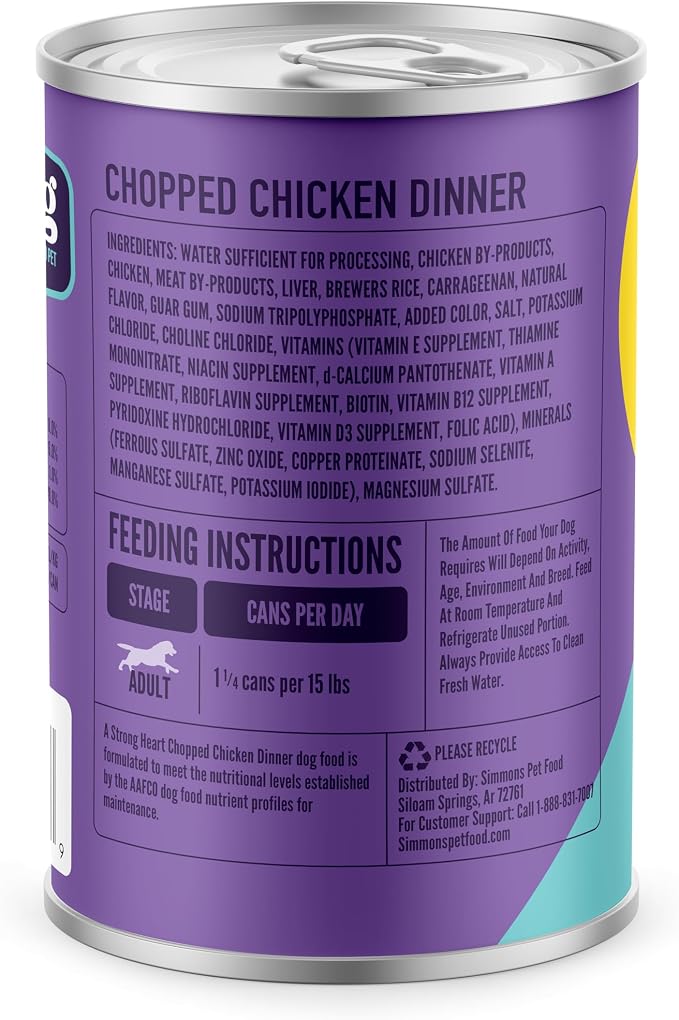 A Strong Heart Chopped Chicken & Liver Dog Food, 13.2oz, 12pk | Chicken & liver, AAFCO all life stages, made in USA, easy-to-eat texture