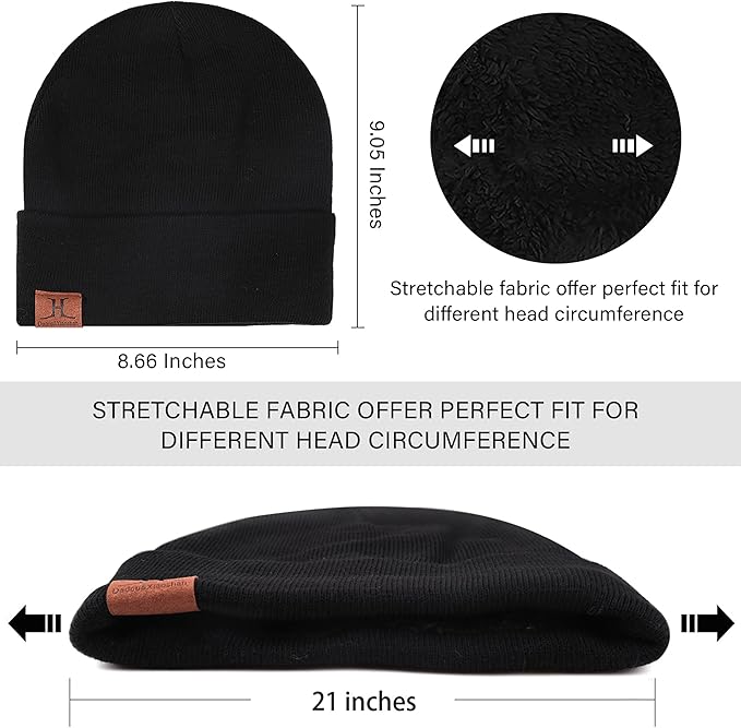 Winter Warm Beanie Hat Touchscreen Gloves Set, Soft Skull Cap Gloves Set for Men and Women with Warm Knit Fleece Lined