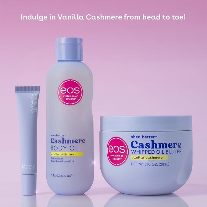 Bundle of eos Cashmere Body Wash – Vanilla Cashmere, Moisturizing Body Wash, 16 fl oz + Cashmere Whipped Oil Body Butter, Vanilla Cashmere, Rich Formula and Deep Hydration, Body Care, 10 oz