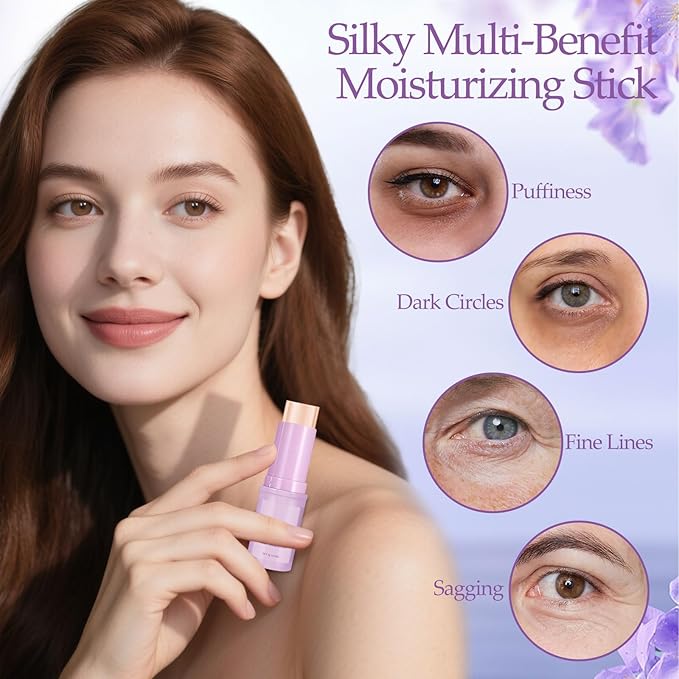 Eye Balm Stick, Under Eye Stick for Puffiness & Fine Lines, Portable Anti-Aging Moisturizer Wrinkle Balm for Eyes, Face & Neck 0.25 Fl Oz
