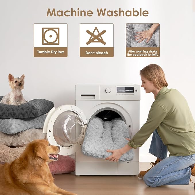 EHEYCIGA Washable XL Dog Beds Large Sized Dog, 41x27 Inch Pet Bed, Grey | Plush and Comfy Kennel Pad, Soft Dog Crate Mat, Deluxe Pet Sleeping Mat, Large Bed for Dog Up to 65 lbs