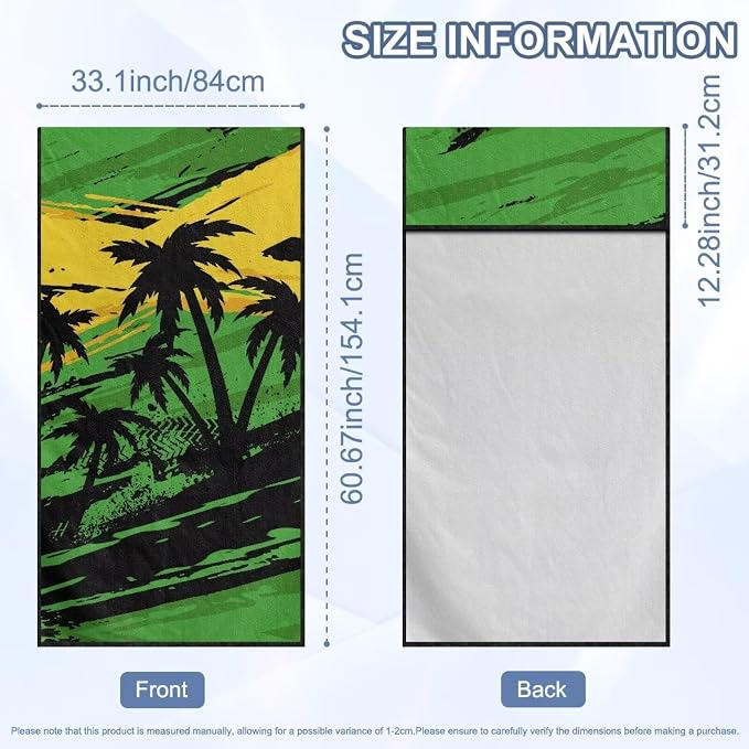 INSTANTARTS Coconut Tree Jamaican Flag Car Seat Cover Protector Sweat Towel Multi-Functional Car Towel