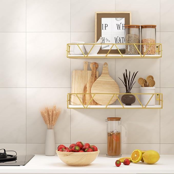 Floating Shelves Set of 3, Wood Wall Shelf, Farmhouse Shelf for Bedroom | Wall Mounted Floating Shelf for Living Room, Bedroom, Bathroom, Kitchen, Office