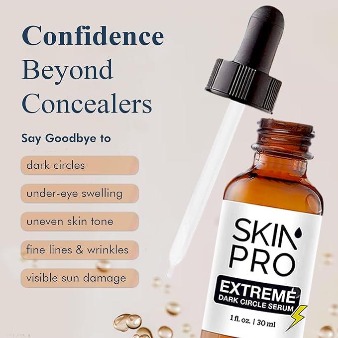 SkinPro Dark Circles Under Eye Treatment - Eye Serum Anti Aging Wrinkles, Improve Puffy Eye Bags & Uneven Skin Tone - All Skin Types, Skin Care