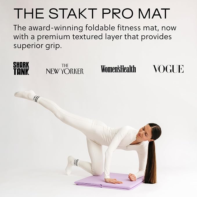 Stakt Foldable Yoga Mat Pro, 2 in 1 with Premium Textured Grip, Non Slip, Folding Exercise and Fitness Mat for Pilates, Strength Training, and High Impact Workouts