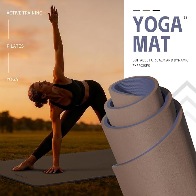 Thick Yoga Mat 72"x24" – 1/4" or 2/5" Option | Non-slip & anti-tear TPE, lightweight with carrying strap, beginner-friendly for women & men, yoga/pilates/floor workout