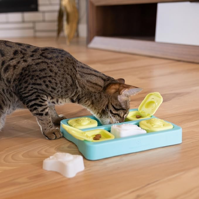 Catstages Nina Ottosson Kitty Cube Puzzle Cat Toy Treat Puzzle, 8.7" | Level 2 Intermediate, 10 Hidden Treat Cups, Problem Solving, Interactive Enrichment, Slow Feeder, Indoor Cats & Kittens