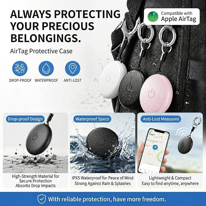 Smart Pet Tracker AirTags & Collars Set (2 Pack),for Apple Find My Certified Bluetooth Item Finder for Cats and Small Dogs, Waterproof GPS-Style Locator Tag with Replaceable Battery(Black)
